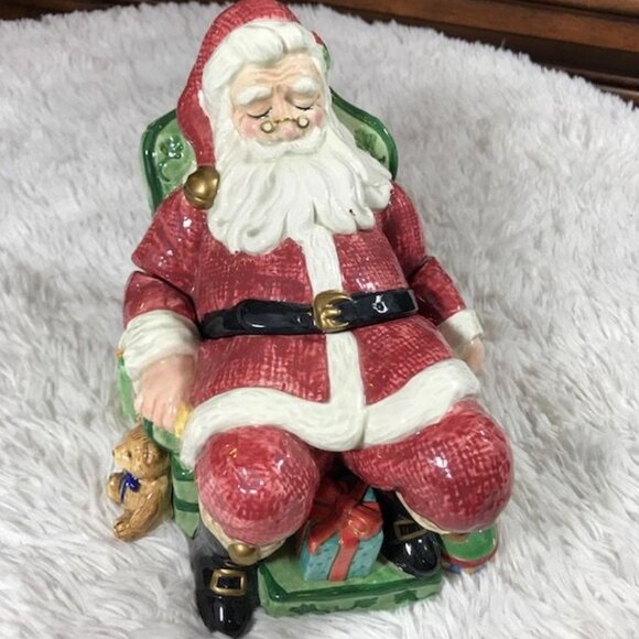 NWOT Fitz and Floyd Classics Sleeping Santa Ceramic Cookie Jar - Picture 6 of 12